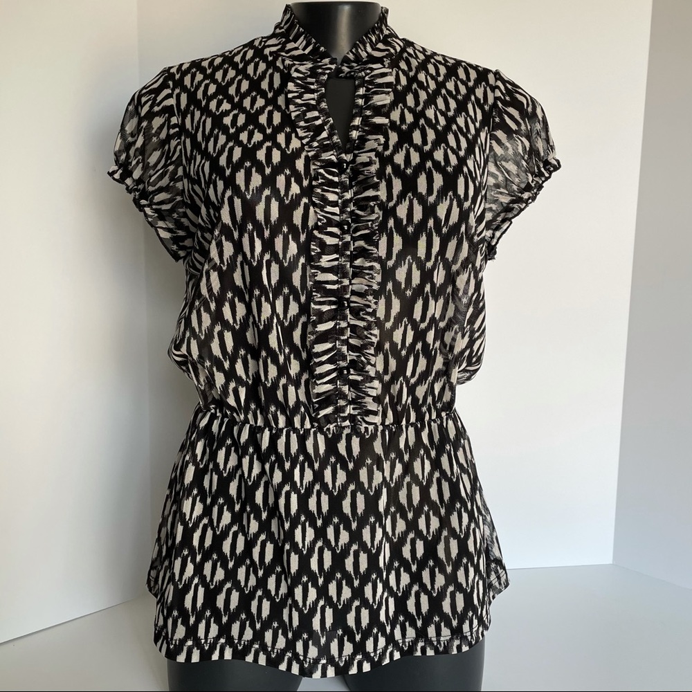 Suzy Shier Black and white sheer top